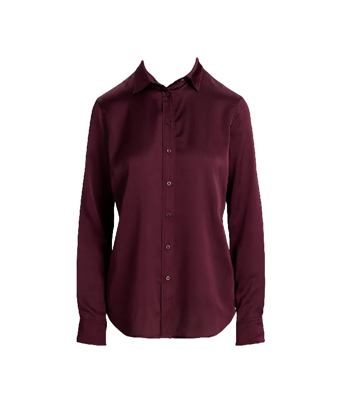 casual trench coatClassic Fit Satin Charmeuse Shirt - Red