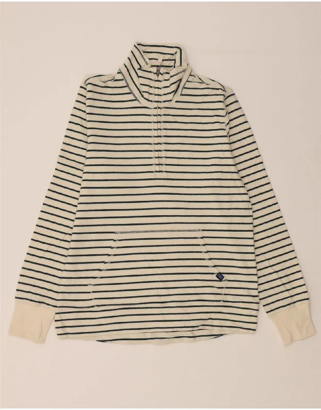 L.L.BEAN Womens Oversized Sweatshirt Jumper UK 6 XS Off White Striped