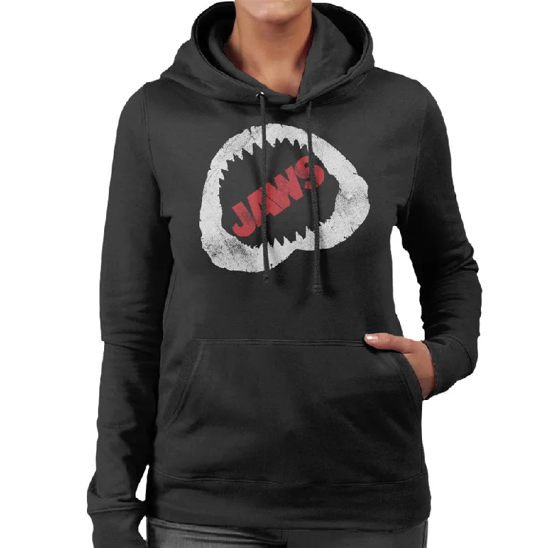 simple hoodieJaws Bite Red Text Women's Hooded Sweatshirt