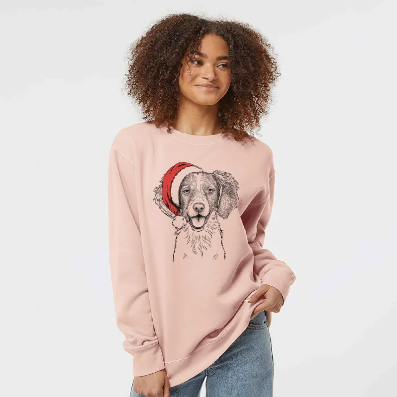 chic fitness hoodieSanta Happy Holly the Brittany Spaniel - Unisex Pigment Dyed Crew Sweatshirt