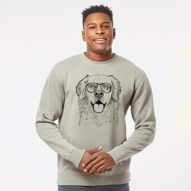 fitness lifestyle hoodieAviator Juniper the Golden Retriever - Unisex Pigment Dyed Crew Sweatshirt