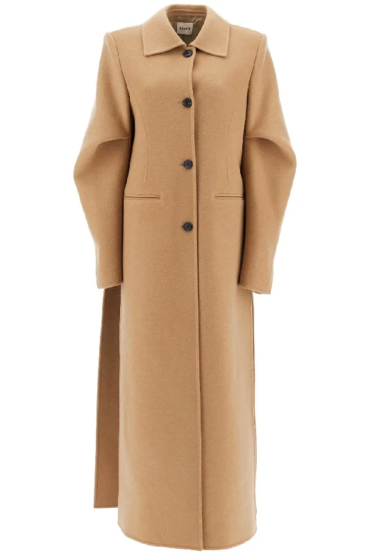 wool-blend coatlong coat with deep side slits 7122547 CAMEL