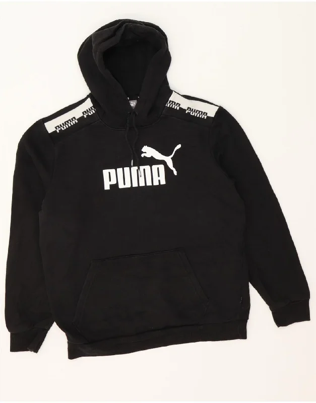 PUMA Mens Graphic Hoodie Jumper Medium Black Cotton