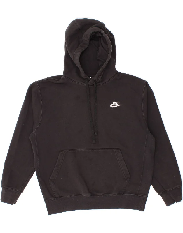 NIKE Womens Oversized Hoodie Jumper UK 10 Small Black Cotton