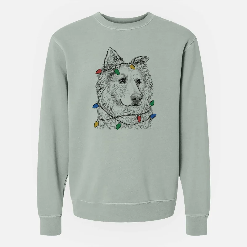 soft athletic sweatshirtChristmas Lights Penny the Chow Mix - Unisex Pigment Dyed Crew Sweatshirt