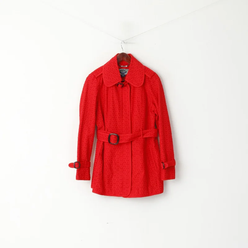 stylish raincoatGreen With Envy Women L (M) Jacket Red Green Envy Lightweight Belted Fit Coat