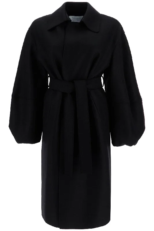 insulated coatpressed wool robe coat with nine words A1530MLK BLACK