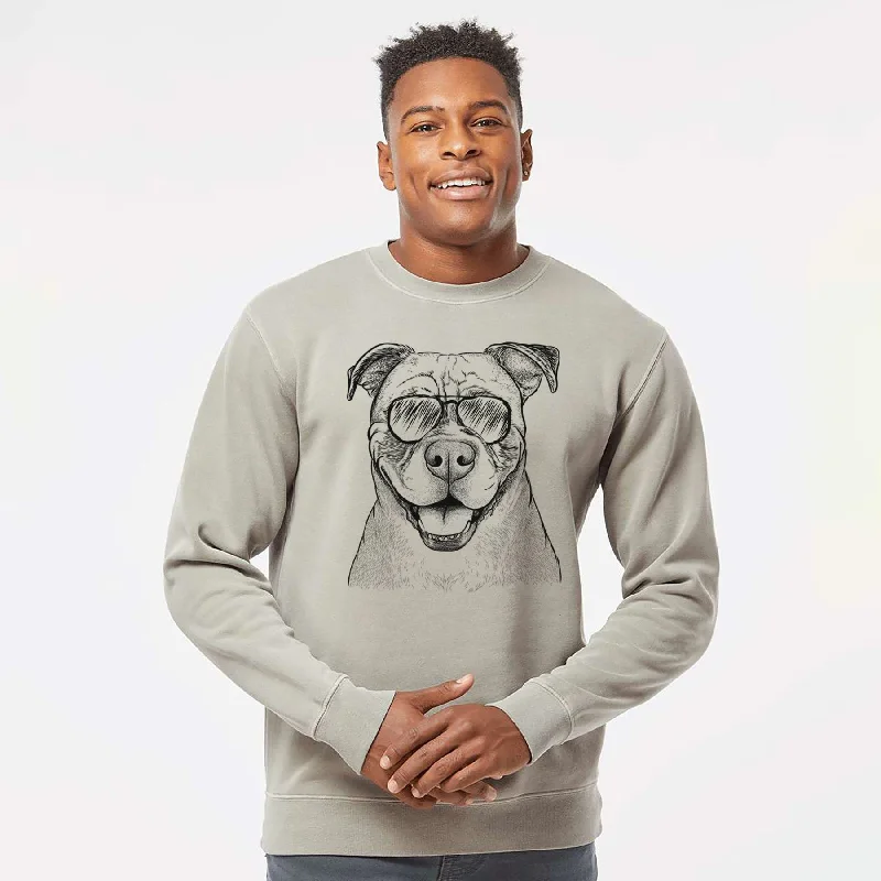 oversized gym sweatshirtAviator Rufus the American Bulldog - Unisex Pigment Dyed Crew Sweatshirt