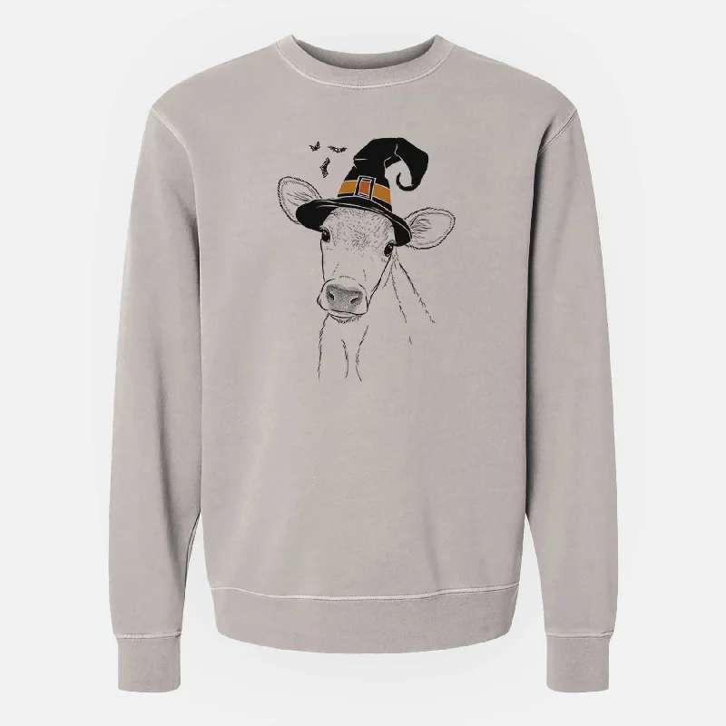 eco-friendly fitness hoodieWitch Malu the Cow - Unisex Pigment Dyed Crew Sweatshirt