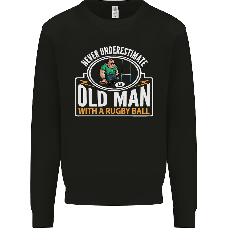 minimaAn Old Man With a Rugby Ball Player Funny Mens Sweatshirt Jumper