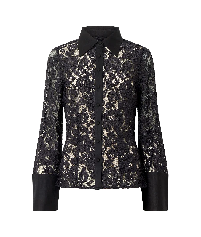 insulated winter jacketAsura Lace Long Sleeve Shirt - Black