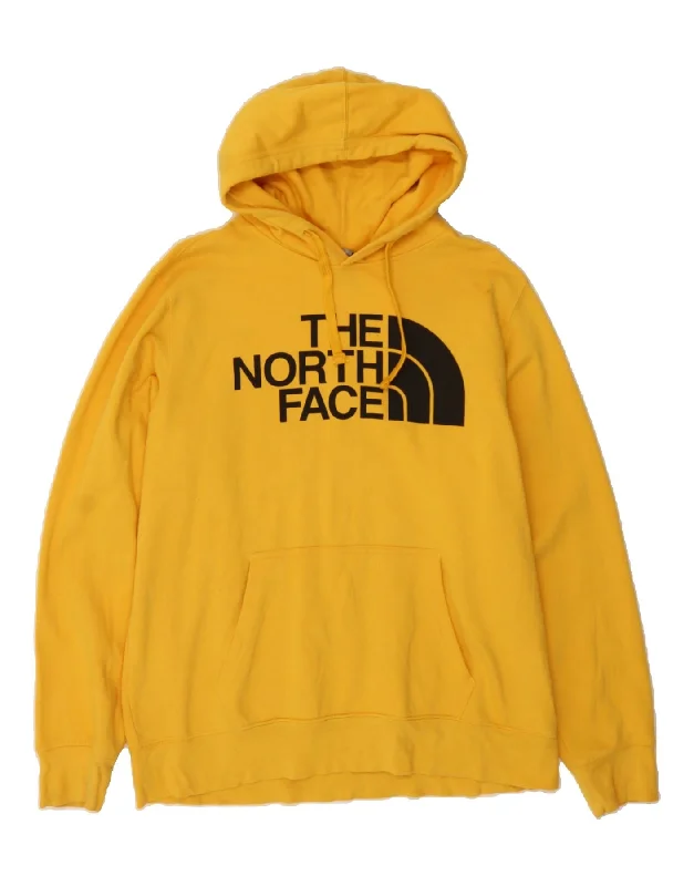 THE NORTH FACE Mens Graphic Hoodie Jumper Large Yellow Cotton