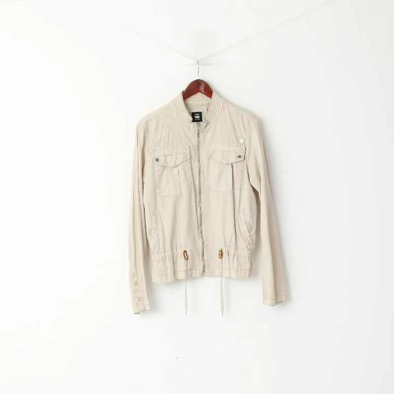 windproof jacketG-Star Raw Women XL (L) Jacket Beige Cotton Lightweight Zip Up East Rovic Top