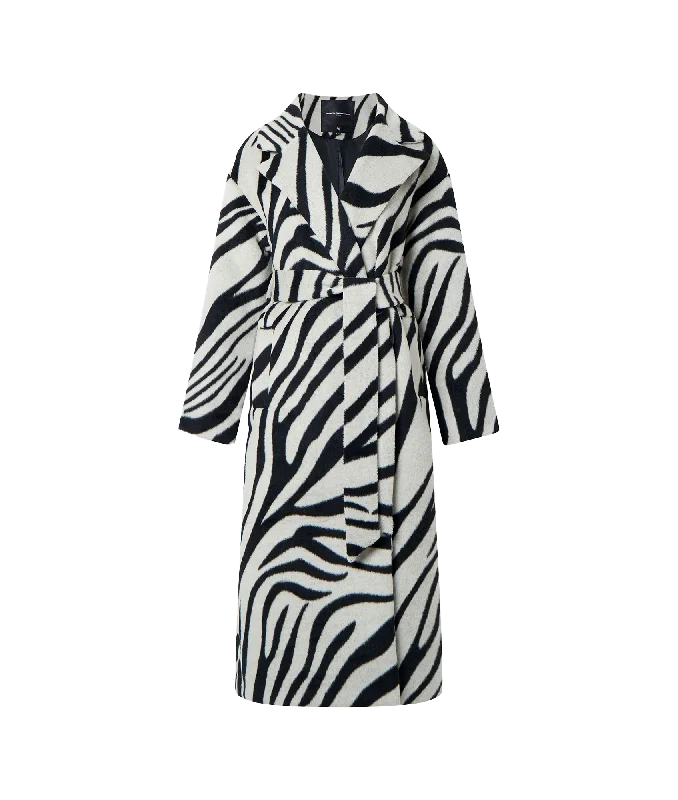 soft coatGrace Zebra Belted Coat - Multi