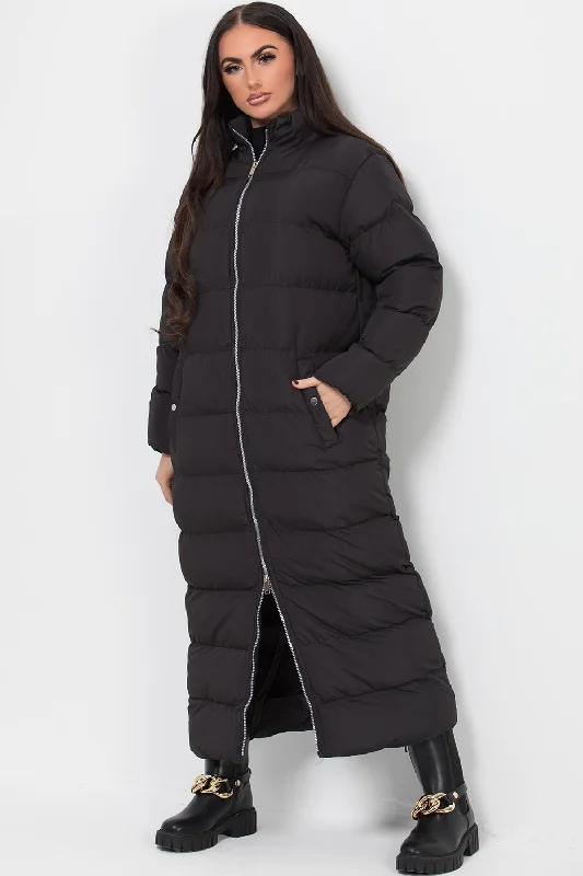 fashion coat with hoodMaxi Puffer Coat Black